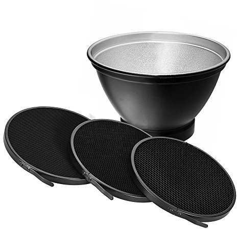 Abat-jour réflecteur Elinchrom 210 mm avec grilles en nid d'abeille 10 ° 30 ° 50 ° pour support Elinchrom Studio Stroboscope Flash Speedlite Portrait et photographie commerciale Accessoire