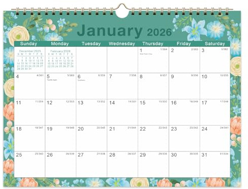 2026 Calendar, Wall Calendar 2026, A4 Size 12 Month Family Calendar UK Large Blocks for Notes, Holidays Marked, Thick Paper, Beautiful Monthly Designs - Ideal for Home Office School - Colorful