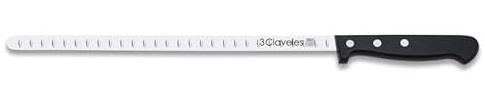 Genérico Cuchillo Jamonero 3 Claveles Alveolado Estrecho punta roma Pom 29cm
