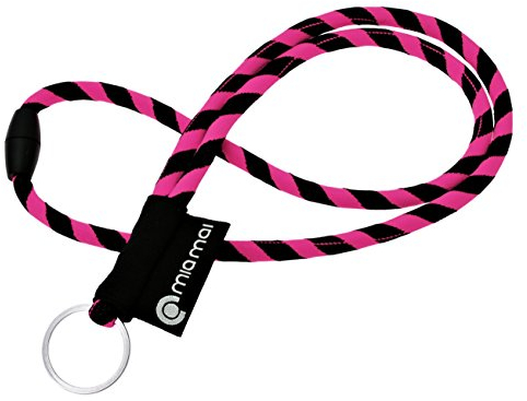 mia mai Tubular Lanyard (45 cm) Schlüsselband mit Sicherheitsverschluss, Schlüsselring Schlüsselanhänger (Pink/Schwarz)