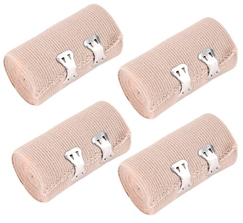Healifty Sportbandage 4 stücke Elastische Medizinische Bandagen Wrap Kompressionsrolle mit Extra Metall Clips Sport Liefert (2 * 7,5 CM Breite und 2 * 10 CM Breite)