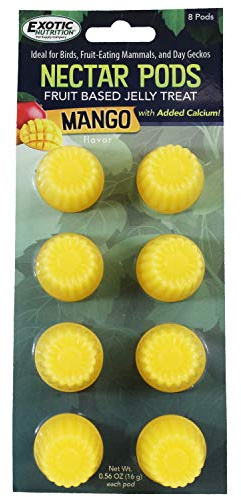 Nectar Pods (Mango) - Calcium-Fortified Jelly Fruit Treat - Sugar Gliders, Marmosets, Squirrels, Parrots, Cockatiels, Parakeets, Lovebirds, Conures, Hamsters, Day Geckos, Kinkajous & Other Small Pets