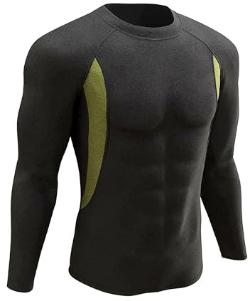 UNIQUEBELLA Maglia Termica a Maniche Lunghe da Uomo in Pile, Strato di Base ad Asciugatura Rapida per l'inverno, Maglie per Corsa, Ciclismo e Sci