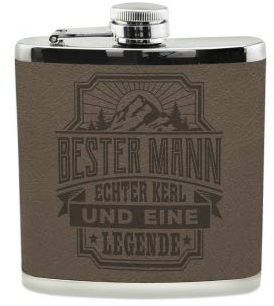 History & Heraldry Echter Kerl Flachmann Bester Mann - individuell und personalisiert mit Gravur, Name und Spruch