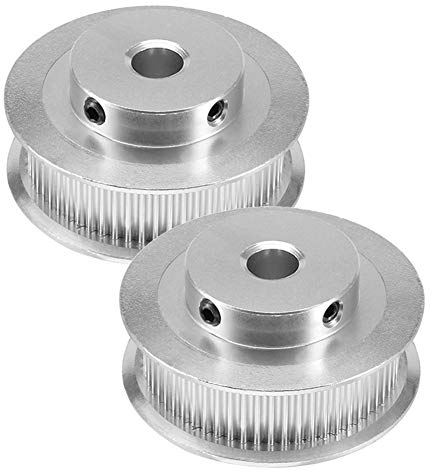 Saipor 2 Stück GT2 Zahnriemen Aluminium Zahnriemenrad Kit GT2 Riemenscheibe Synchronrad GT2 Timing Pulley für 3D Drucker GT2 Zahnriemenscheibe 6mm Breite Gürtel (60 Zähne 5mm Bohrung)