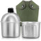 Militär Canteen Kochgeschirr Set beinhaltet 1 QT Militär Armee Aluminium Legierung Kantine 0,5 QT Multifunktionale Wasserflasche mit Griff Becher Grün Canvas Cover Tasche für Outdoor Camping Wandern
