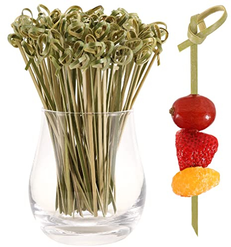 200 PCS Cocktail Picks, 4.7 Inch Toothpicks for Appetizers, Natural Bamboo Knot Skewers, Mini Food Sticks, Fancy Tooth Picks for Drinks,Fruit,Charcuterie,Cocktail Garnish Accessories, Party Supplies