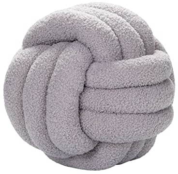 Bigougem Knotenkugelkissen, Knotbugelwurf Kissen Ultra weiche Begleiterin dekoratives handgewebte Knotbugel Lamm Samtsofa Kissen, Knotenkissen, Sofa-Kissen Hellgrau