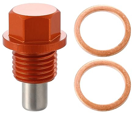 X AUTOHAUX M14 x 1,5 Magnetischer Ölablassstopfen Ablassstopfenadapter aus Aluminiumlegierung mit Dichtungen Orange