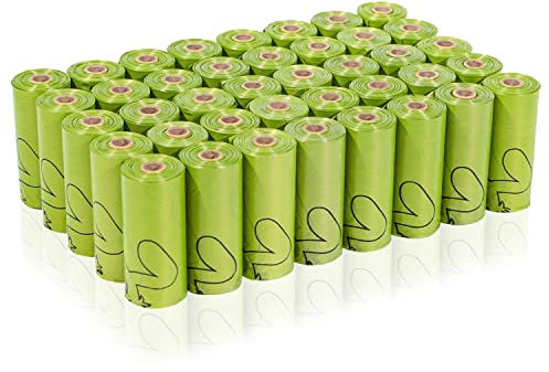 AiTodos® 600 Artikel Hundekotbeutel, Mais-Dip-Mix PET, Polyethylen + Biologisch Abbaubares Material, Halb Biologisch Abbaubarer Hundekotbeutel, Unterwegs – 31 x 23 cm – Grün (40 Rollen à 15 Stück)
