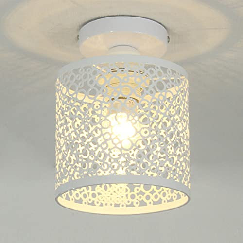 Mengjay Retro Plafonnier Industrielle en Métal Cage,Fer Lustre Suspension Luminaire pour Salon Salle Chambre Décorer Maison,Lampe de Plafond rétro vintage Plafonnier (Blanc)