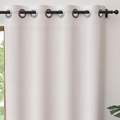 Soleil d'ocre PANAMA Cortina con ojales puro algodón, Blanco, 135 x 250 cm