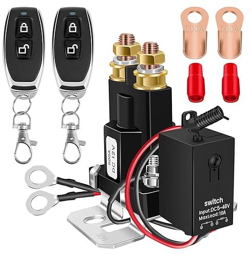 Loyala Batterie Trennschalter 12V Batterieschalter Auto Batterieschalter 12V 500A Batterie Schalter 12v Mit 2 Fernbedienungen für Auto LKW Motorrad Wohnmobil（500A）