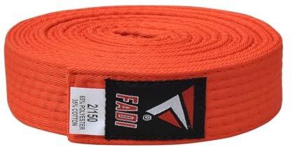 Fadi Sports Martial Arts Belt for Karate, Judo, Aikido and Taekwondo - Durable Cotton-Polyester Blend for Adults and Kids (Orange, 5)