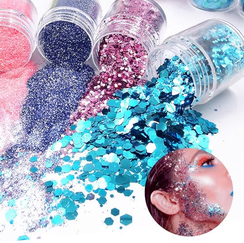 32 Stück Bastel Glitzer Set,Farben Glitzerpulver Set zum Basteln für Dekoration, Papier,Karten,Nagelkunst,Party,DIY