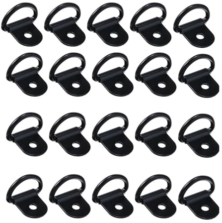 20 Pezzi Anello di Ancoraggio, Anello Ancoraggio Furgone, D Anello di Ancoraggio, nero Rimorchi Anello di Fissaggio, Per Sicurezza Dei Carichi in Auto Camion Barche e Rimorchi Anello di Fissaggio