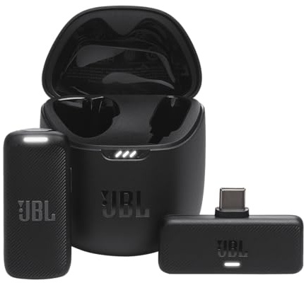 JBL Quantum Stream Wireless USB-C - Wearable Wireless Streaming Microphone for Crystal Clear Recordings, 24 Hours of Recording time, Plus Speed Charge, Included Windscreen for Noise Reduction