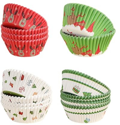 Bekecidi Lot de 400 Caissettes à Cupcakes en Papier, Résistantes à la Chaleur et Inodores, Multicolores, Jetables, pour Noël, Anniversaires, Mariages et Fêtes