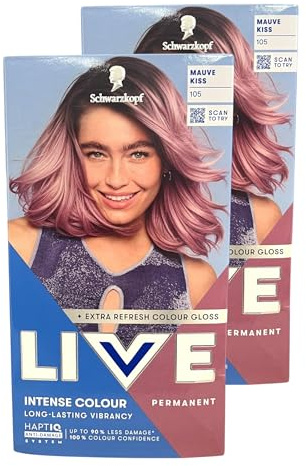 Schwarzkopf LIVE Lightner & Twist Mauve Kiss - Kit de tinte permanente para el cabello y aclarador de pelo, 105 unidades
