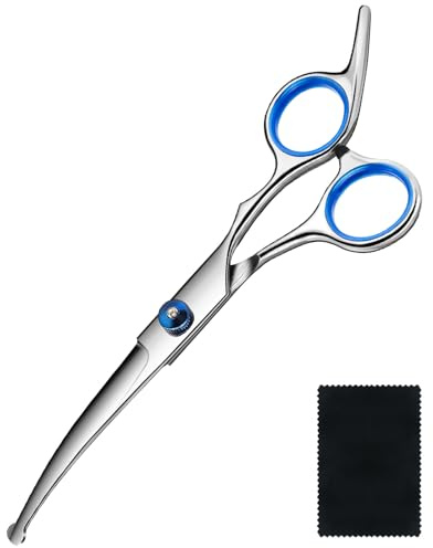 Dog Grooming Scissors Curved Shears Set Rounded Trimming Scissors for Professional Pet Dogs Cats Doodles Face Paws Matted Hair Removal at Home Use Supplies Station for Carding Tools and Trimmer