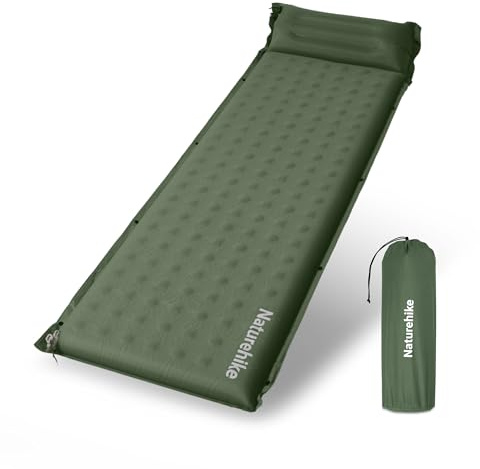 Naturehike Matelas gonflable auto-gonflant avec oreiller, tapis de camping léger pour l'extérieur et les voyages, auto-gonflant et confortable
