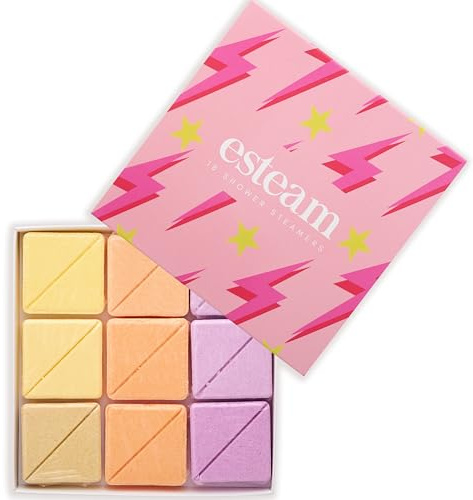 ESTEAM Aromatherapy Shower Steamers – 18 Pack – Birthday Gifts for Women – Shower Bombs with Essential Oils – Self Care Relaxation, Body Restore, Sinus Relief (Pink Lightning Design)