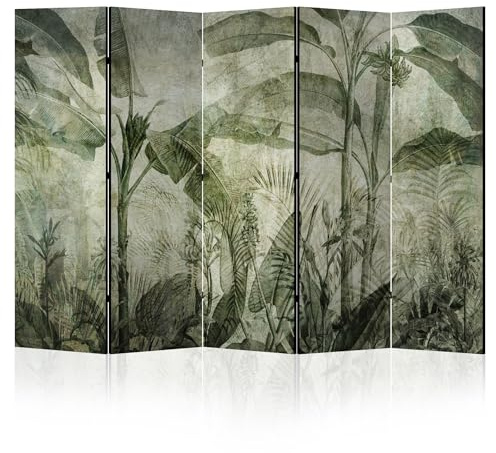 LUMASOUL Separe Divisorio Interno Monofacciale - Paravento da Interno 5 Pannelli Divisorio per Ambienti - Divisori per Interni con Motivo Jungle - 225x172 cm