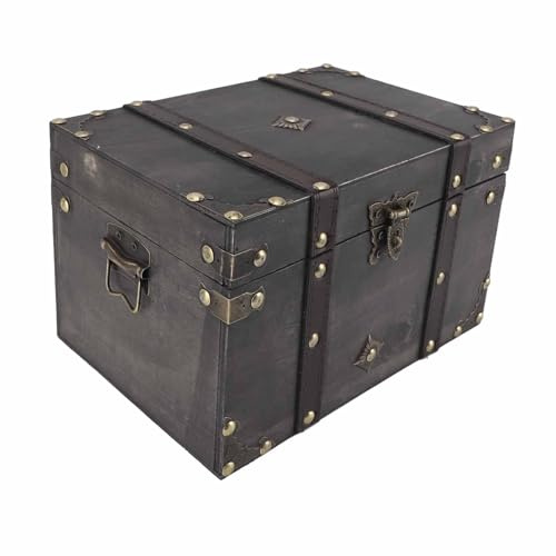 OEBUAFI Scrigno del Tesoro, Baule Vintage di Grande capacità, Scatola Portaoggetti Decorativa in Legno per Gioielli, Orecchini, Bracciali, Cavi per Cuffie, Bastoncini di (Lucchetto con codice grigio)