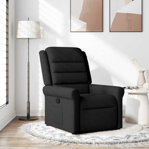 Frdhee Sillón De Masaje Con Función Calor Sillón Televisión,Sillón Relax Tela Negra,Para Salón Dormitorio Cine en Casa,Rápido De Montar