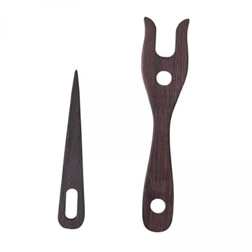 KiBcsLic 2X 2Pcs Knitting Fork and Eye Kit Lucet Fork Cordmaking Crafts Portable Weaving Shuttle All Fiber Artists DIY Necklace