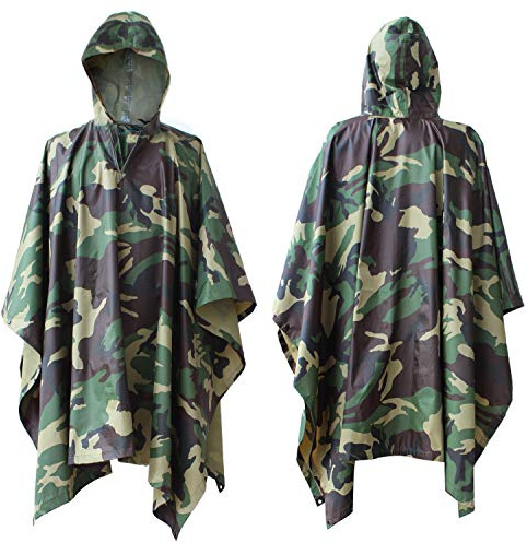 ElifeAcc Waterproof Poncho Multifunctional Rain Poncho Adult Waterproof for Outdoor Activities（Camouflage2）