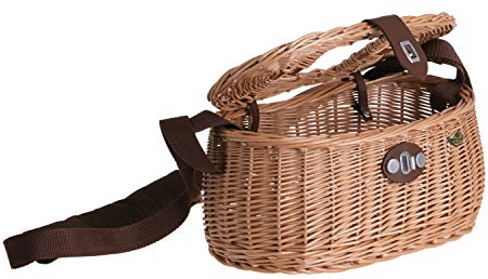 E-wicker24 Fiskekorg av vide, fiskkorg, flätad fiskkorg med remmar, pilkorg för fisketillbehör, korg för fiskartillbehör