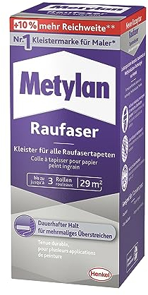 Metylan 1 x 180 g de colle solide pour papier peint ingrain à haute adhérence initiale, colle durable et corrigeable avec méthylcellulose