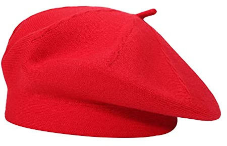 Damen Baskenmütze Klassische Französischen Barett Einfarbig Warm Beret (Twist Rot),Einheitsgröße