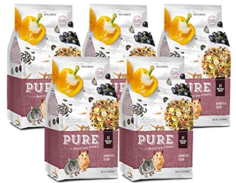 Witte Molen Pure Hamster Food Seed Mixture Mealworms, Sunflower Seeds, Puffed Rice, Grape Nuts, No Artificial Preservatives Dry Food, 1.7 lbs (5 Pack)