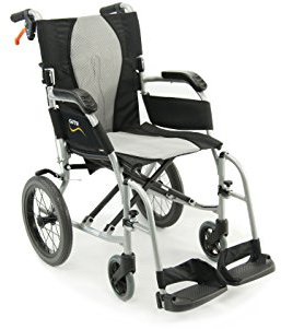 Karman S-2512 18 lbs Ultra Lightweight Ergonomic Wheelchair 18 Seat with Removable Footrest in Silver