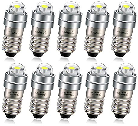 Ruiandsion - Lampadina a LED E5, 12 V, attacco E5, attacco a vite, attacco E5,5, colore: Bianco