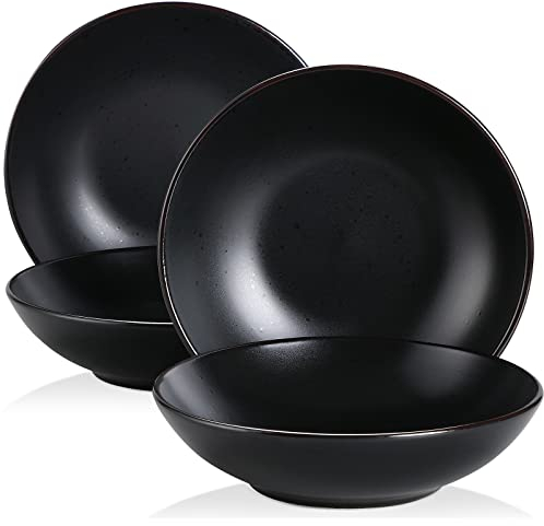 vancasso Suppenteller Steingut, MODA 4-teiliges Tiefteller Set, Pastateller, Nudelschalen, Suppenschalen, Salatschale, 800ml