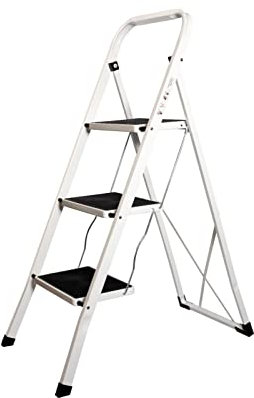 Escalera Plegable, Escalera 3 peldaños, domestica para hogar, Antideslizante, multifuncion, Resistente, 71.5x47x105cm 6kg (3 PELDAÑOS) Blanco