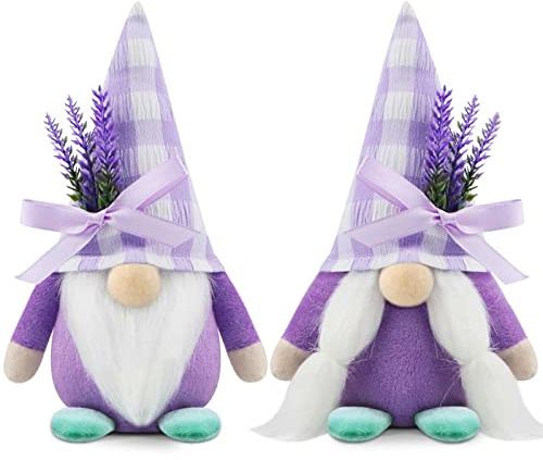 Gehydy Decorazioni Primavera Gnomi Set di 2 Pasqua Gnomo Lavanda Peluche Home Decor per Casa Cucine 18cm