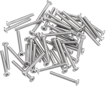 sourcing map Tornillos de Cabeza Redonda Plana M1,6-0,35x12mm 50uds, Tornillos de Máquina de Accionamiento Phillips de Acero Inoxidable 304, Sujetador de Hardware para Conexión de Muebles