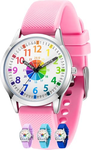 SIMSAM Kinderuhr Junge ab 6, Lernuhr Kinder Uhr ab 8, Kinderuhr Mädchen 10 Jahre, Armbanduhr Kinder Uhren für Jungs 12 Jahre, Armbanduhr Mädchen Jungen, Kids Watch, Kinderuhren (Rosa)