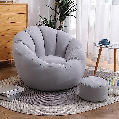 ShEyle Funda para Puff Pera (SIN Relleno) - Sillón Puf de Algodón Aterciopelado Fino, Suave y Ergonómico - Decoración Moderna para Salón y Dormitorio,Gris,L