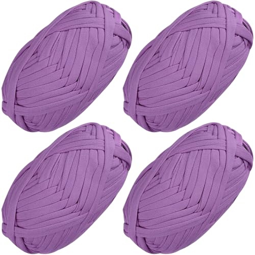 4 unidades de hilo elástico para camiseta para principiantes, hilo de tela de crochet para hacer punto DIY, hilo de espagueti, hilo grueso de punto para mano, bolsa de bricolaje, almohada, proyectos