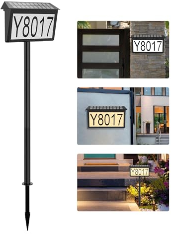 Avatar Controls Hausnummer Solar mit 22 LEDs, 3 Modi Solar Beleuchtete Hausnummer, IP65 Wasserdicht Solar Hausnummer mit Buchstaben & Nummern, Wandmontierte Straßenschildleuchten für Den Außenbereich