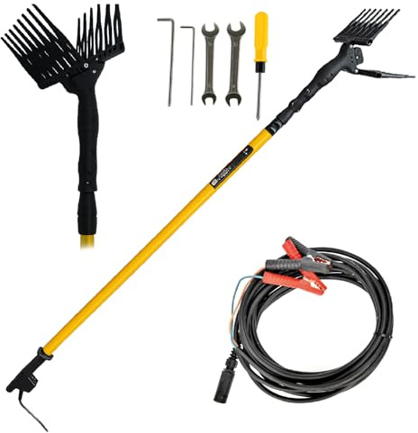Crisalide® - Abbacchiatore Per Olive, Raccogli Olive Professionale con Pettini in Tecnopolimero - Alta Produttività e Delicatezza sulle Piante, Asta Telescopica e Cavo 15m, Tensione 12V. Peso 3,5 kg