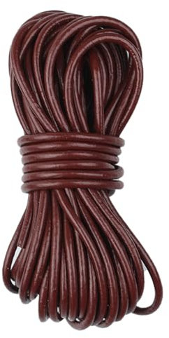Cordón Cuero de Vaca 2mm×5m para Manualidades - Piel Redonda para Pulseras, Colgantes y Bisuteria DIY - Marrón