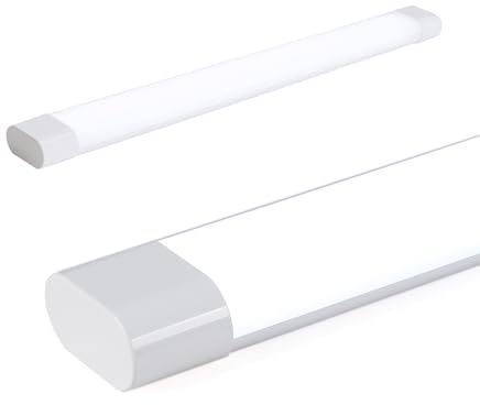 Alpinaluz Luminaria Lineal LED 18W 60cm 6000K Blanco Frío, Pantalla y Regleta Blanca, Apertura de Luz 180°, Diseño Compacto y Eficiente