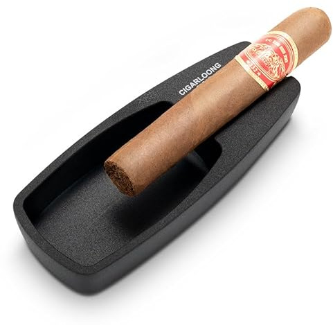 CIGARLOONG Posacenere per sigari, in metallo, grande fessura, antiscivolo, per interni ed esterni, patio, casa, ufficio, (nero)
