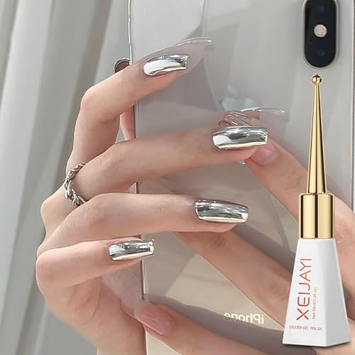 GZSYY Mirror Effect Gel Nail Polish UV Chrome Nails UV Gel Nail Polish Silver Metallic Gel Polish